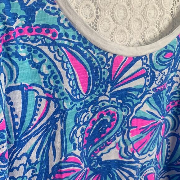 Lilly Pulitzer x Target Blue My Fans High Low Tank Top Sz XS W-077 - Picture 3 of 8